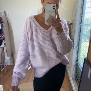 Universal Thread oversized purple Balloon Sleeve Pullover v neck Sweater Small S
